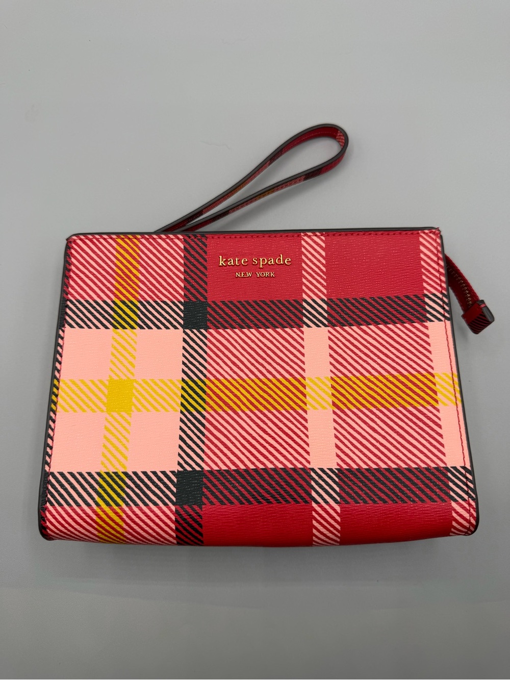 BRAND NEW Kate Spade Morgan Museum Plaid Gusseted Wristlet